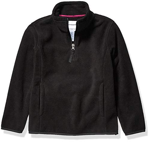 Amazon Essentials Mädchen Polarfleecejacke mit Viertelreißverschluss-Auslauffarben, Schwarz, 10 Jahre von Amazon Essentials