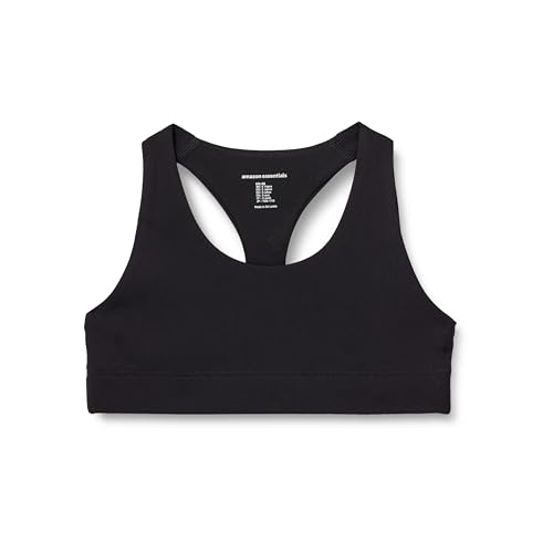 Amazon Essentials Mädchen Power Sculpt Sport-BH mit U-Ausschnitt, Schwarz, 10 Jahre von Amazon Essentials