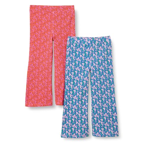Amazon Essentials Mädchen Schmal geschnittene Strickleggings mit ausgestelltem Bein, 2er-Pack, Blau Posey Floral/Intensive Rosa Posey Floral, 3 Jahre von Amazon Essentials