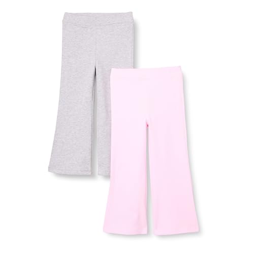 Amazon Essentials Mädchen Schmal geschnittene Strickleggings mit ausgestelltem Bein, 2er-Pack, Hellgrau Meliert/Rosa, 10 Jahre von Amazon Essentials