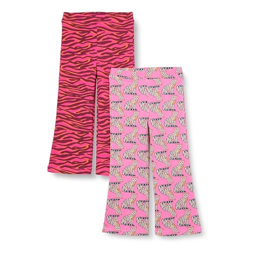 Amazon Essentials Mädchen Schmal geschnittene Strickleggings mit ausgestelltem Bein, 2er-Pack, Rosa Leopardenmuster/Rosa Zebra, 9 Jahre von Amazon Essentials