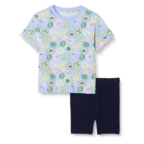 Amazon Essentials Mädchen Set aus T-Shirt und kurzer Fahrradhose, Früchte/Marineblau, 6-7 Jahre von Amazon Essentials