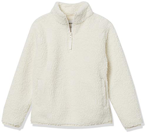 Amazon Essentials Mädchen Sherpa-Fleece-Jacke Viertelreißverschluss, Elfenbein, 4 Jahre von Amazon Essentials