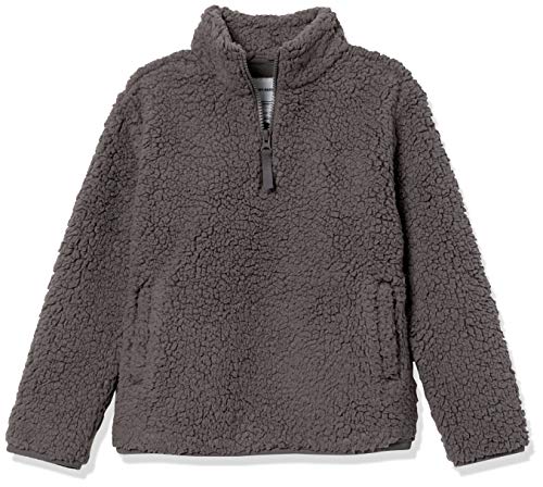 Amazon Essentials Mädchen Sherpa-Fleece-Jacke Viertelreißverschluss, Grau, 4 Jahre von Amazon Essentials