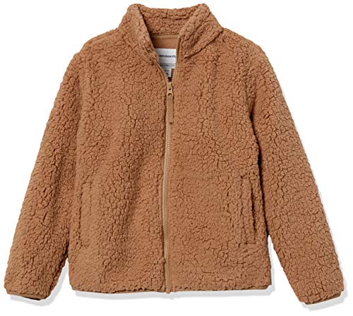 Amazon Essentials Mädchen Sherpa-Fleecejacke mit durchgehendem Reißverschluss-Auslauffarben, Bräunen, 3 Jahre von Amazon Essentials