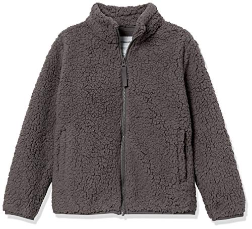 Amazon Essentials Mädchen Sherpa-Fleecejacke mit durchgehendem Reißverschluss-Auslauffarben, Grau, 2 Jahre von Amazon Essentials