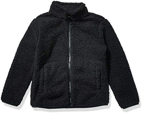Amazon Essentials Mädchen Sherpa-Fleecejacke mit durchgehendem Reißverschluss, Schwarz, 6-7 Jahre von Amazon Essentials