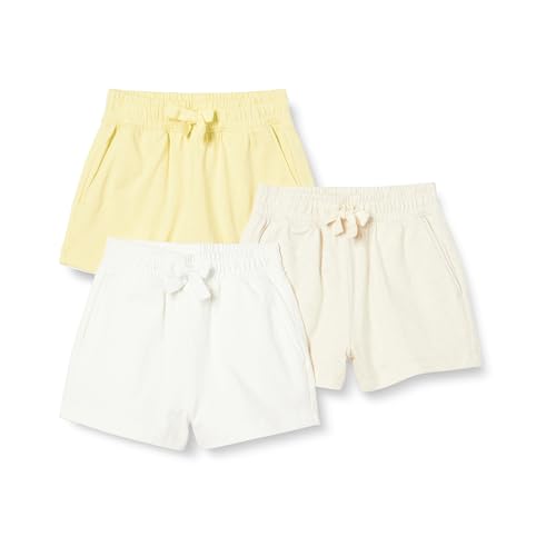 Amazon Essentials Mädchen Shorts zum Reinschlüpfen, 3er-Pack, Haferbeige Meliert/Pastellgelb/Weiß, 10 Jahre von Amazon Essentials
