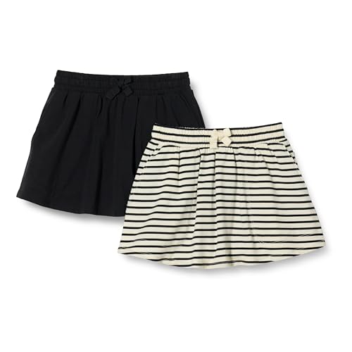 Amazon Essentials Mädchen Skort mit aufgesetzter Tasche, 2er-Pack, Bretonstreifen/Schwarz, 5 Jahre von Amazon Essentials
