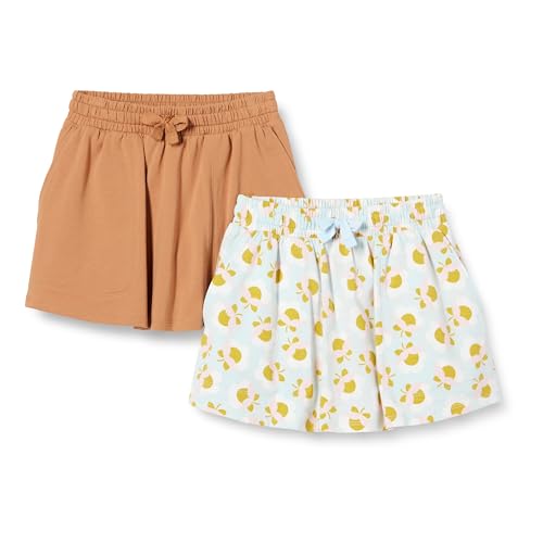 Amazon Essentials Mädchen Skort mit aufgesetzter Tasche, 2er-Pack, Graphische Blume/Helles Karamell, 5 Jahre von Amazon Essentials