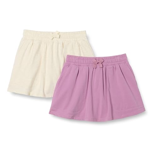 Amazon Essentials Mädchen Skort mit aufgesetzter Tasche, 2er-Pack, Haferbeige Meliert/Mauve, 10 Jahre von Amazon Essentials