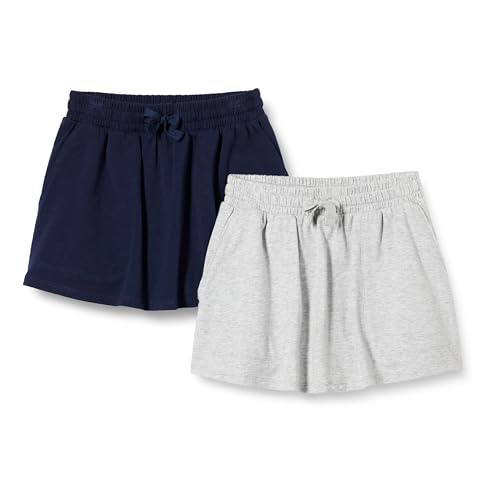 Amazon Essentials Mädchen Skort mit aufgesetzter Tasche, 2er-Pack, Hellgrau Meliert/Marineblau, 5 Jahre von Amazon Essentials