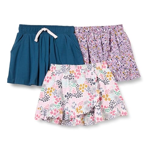 Amazon Essentials Mädchen Strickröcke Mit Elastischem Bund Und Integrierten, Atmungsaktiven Shorts, 3er-Pack, Marineblau Floral, 5 Jahre von Amazon Essentials