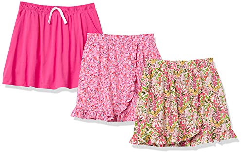 Amazon Essentials Mädchen Strickröcke Mit Elastischem Bund Und Integrierten, Atmungsaktiven Shorts, 3er-Pack, Rosa Floral, 5 Jahre von Amazon Essentials