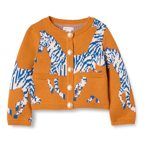 Amazon Essentials Mädchen Strickjacke, Dark Orange Zebra, 4 Jahre von Amazon Essentials