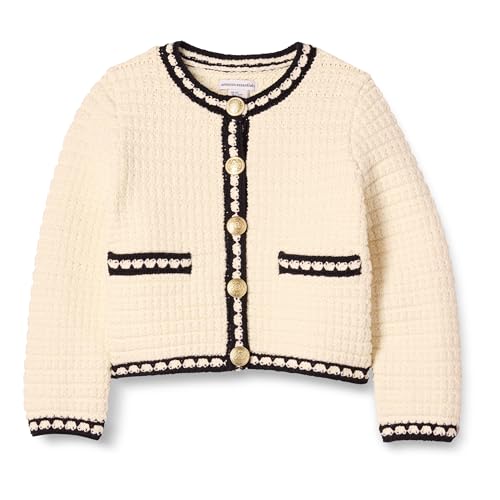 Amazon Essentials Mädchen Strickjacke, Elfenbein Schwarz, 11-12 Jahre von Amazon Essentials