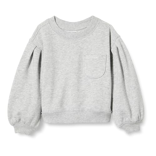 Amazon Essentials Mädchen Sweatshirt mit gerafften Ärmeln und Tasche, Hellgrau Meliert, 9 Jahre von Amazon Essentials