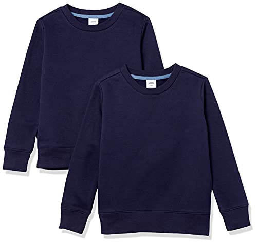 Amazon Essentials Mädchen Sweatshirts aus Fleece mit Rundhalsausschnitt, 2er-Pack, Marineblau, 10 Jahre von Amazon Essentials