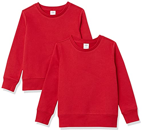Amazon Essentials Mädchen Sweatshirts aus Fleece mit Rundhalsausschnitt, 2er-Pack, Rot, 9 Jahre von Amazon Essentials