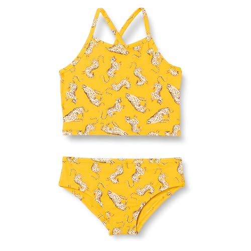 Amazon Essentials Mädchen Tankini-Set, Goldgelb Beige Leopardenmuster, 9 Jahre von Amazon Essentials