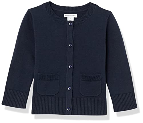Amazon Essentials Mädchen Schmal Geschnittener Uniform-Cardigan-Pullover Mit Rundhalsausschnitt, Marineblau, 11-12 Jahre von Amazon Essentials