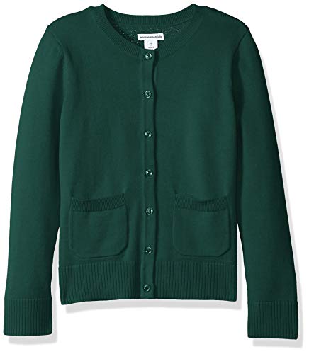 Amazon Essentials Mädchen Uniform-Cardigan mit schmaler Passform - Auslauffarben, Dunkelgrün, 2 Jahre von Amazon Essentials