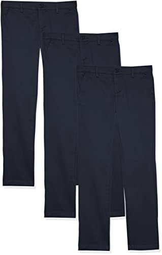 Amazon Essentials Mädchen Uniform Chinohose Mit Flacher Vorderseite, 3er-Pack, Marineblau, 11 Jahre Große Größen von Amazon Essentials