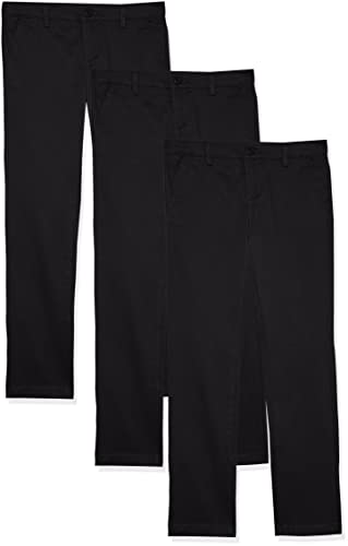 Amazon Essentials Mädchen Uniform Chinohose Mit Flacher Vorderseite, 3er-Pack, Schwarz, 8 Jahre Große Größen von Amazon Essentials