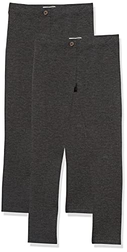 Amazon Essentials Mädchen Uniform-Hose aus Pontestrick mit schmaler Passform, 2er-Pack, Kohlegrau, 2 Jahre von Amazon Essentials
