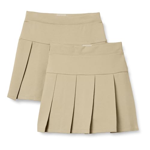 Amazon Essentials Mädchen Uniform Skort-Faltenrock, 2er-Pack, Khaki Tan, 11-12 Jahre von Amazon Essentials