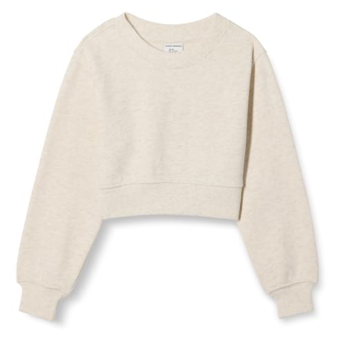 Amazon Essentials Mädchen Verkürztes Sweatshirt, Haferbeige Meliert, 8 Jahre von Amazon Essentials