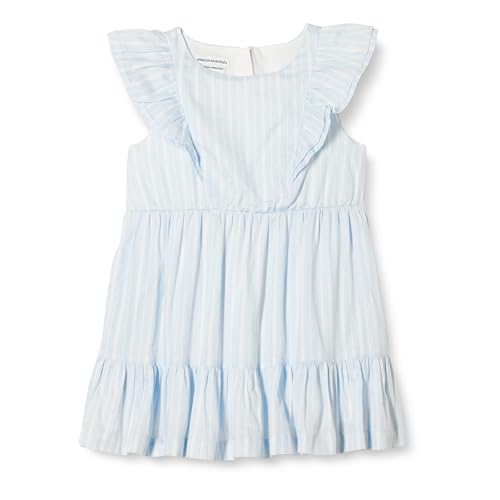 Amazon Essentials Mädchen Webkleid mit Rüschen, Hellblau Streifen, 3 Jahre von Amazon Essentials