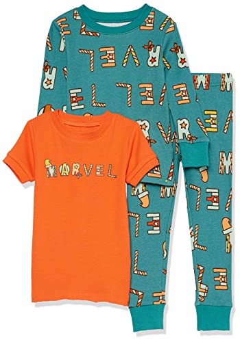 Amazon Essentials Marvel Baby Jungen Eng anliegende Schlafanzug-Sets, Festive Marvel - Kids, 12 Monate von Amazon Essentials