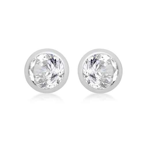 Amazon Essentials Ohrstecker aus Sterlingsilber, weißer Zirkonia, Geburtsstein April von Amazon Essentials