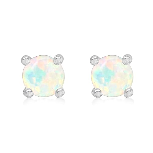 Amazon Essentials Ohrstecker aus rhodiniertem Sterlingsilber, Opal-Zirkonia, Geburtsstein Oktober von Amazon Essentials