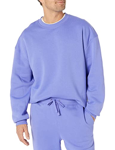 Amazon Essentials Herren Sweatshirt mit Rundhalsausschnitt und übergroßer Passform (erhältlich in Big & Tall), Lila Blau, XL von Amazon Essentials