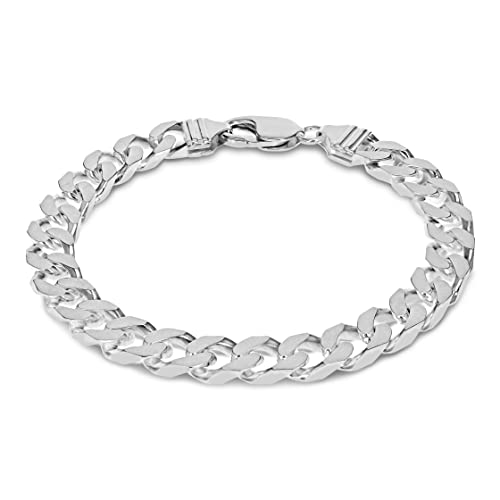 Amazon Essentials Panzerketten-Armband aus Sterlingsilber, flach, 20 cm von Amazon Essentials