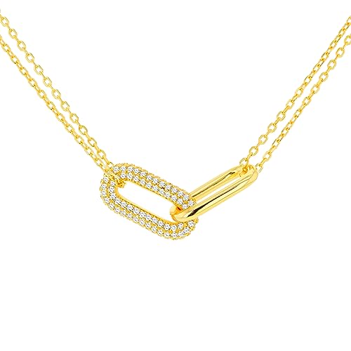 Amazon Essentials Vergoldete Pavé-Gliederhalskette aus Sterlingsilber von Amazon Essentials