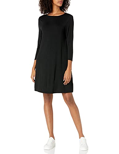 Amazon Essentials Damen Kleid Mit U-Boot-Ausschnitt Und 3/4-Ärmeln (Erhältlich In Übergröße), Schwarz, 4XL Große Größen von Amazon Essentials