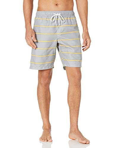 Amazon Essentials Herren Badehose, Schnell Trocknend, 23 cm, Grau Streifen, L von Amazon Essentials