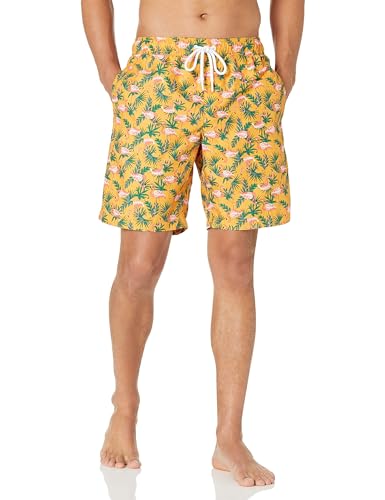 Amazon Essentials Herren Badehose, 23 cm, Mit Lockerer Passform und Schnelltrocknend - Auslauffarben, Orange Flamingo, M von Amazon Essentials