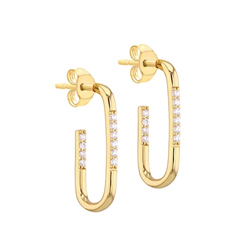 Amazon Essentials Vergoldete Creolen aus Sterlingsilber, rechteckig, mit Cubic Zirkonia von Amazon Essentials