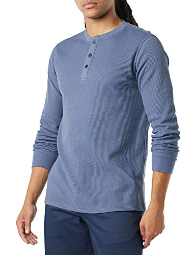 Amazon Essentials Herren Langärmeliges Waffel-Henley, Normale Passform, Indigo, M von Amazon Essentials