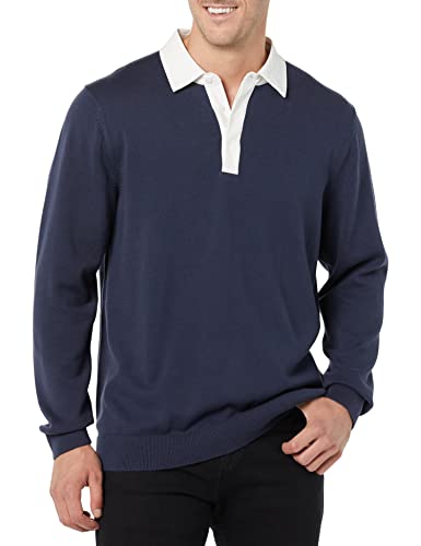 Amazon Essentials Herren Rugby-Pullover, Dunkles Marineblau, L von Amazon Essentials