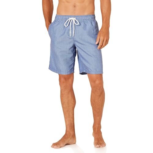 Amazon Essentials Herren Badehose, Schnell Trocknend, 23 cm, Blau Geometrischer Aufdruck, L von Amazon Essentials