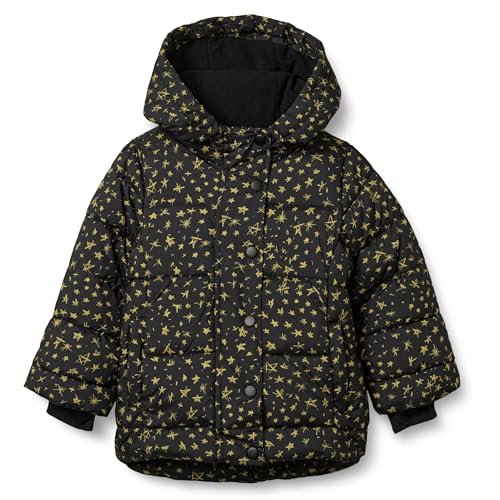 Amazon Essentials Mädchen Schwere Pufferjacke mit Kapuze, Schwarz Sterne, 3 Jahre von Amazon Essentials