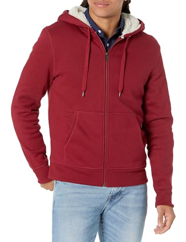 Amazon Essentials Herren Fleece-Sweatshirt mit Kapuze und Sherpa-Futter, Rot, XXL von Amazon Essentials