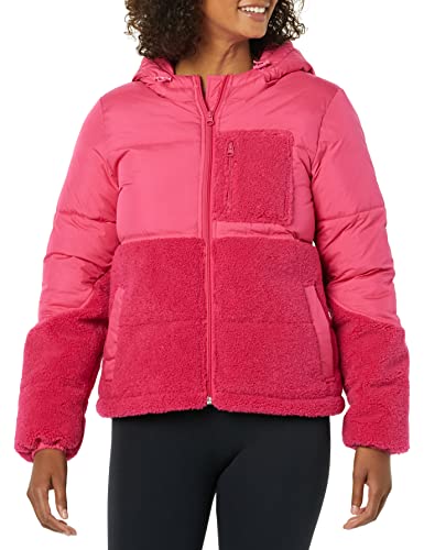 Amazon Essentials Damen Sherpa-Puffer-Jacke, Intensive Rosa, L von Amazon Essentials