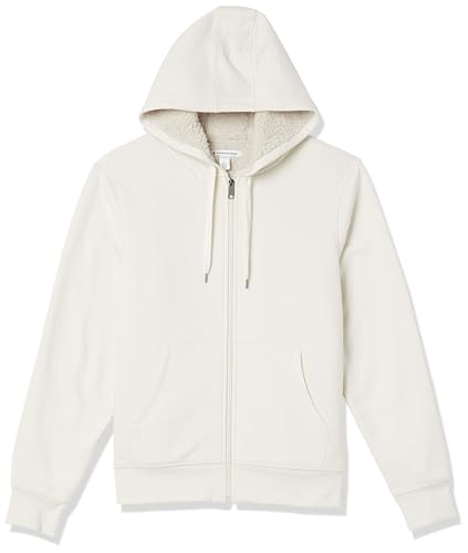 Amazon Essentials Herren Hoodie mit Sherpa-Futter und durchgehendem Reißverschluss, Gebrochenes Weiß, L von Amazon Essentials