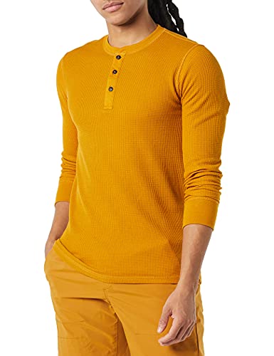 Amazon Essentials Herren Langärmeliges Waffel-Henley, Schmale Passform, Gold, M von Amazon Essentials